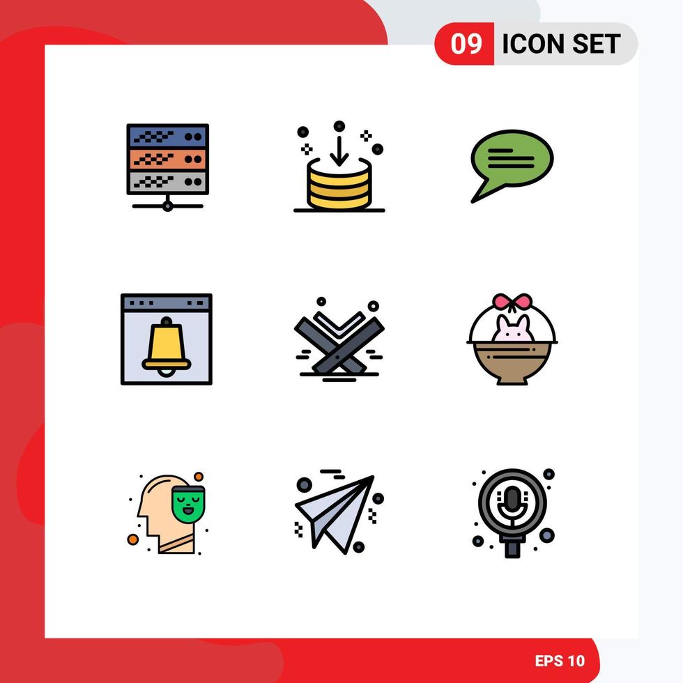 Universal Icon Symbols Group of 9 Modern Filledline Flat Colors of quran interface interface browser alarm Editable Vector Design Elements