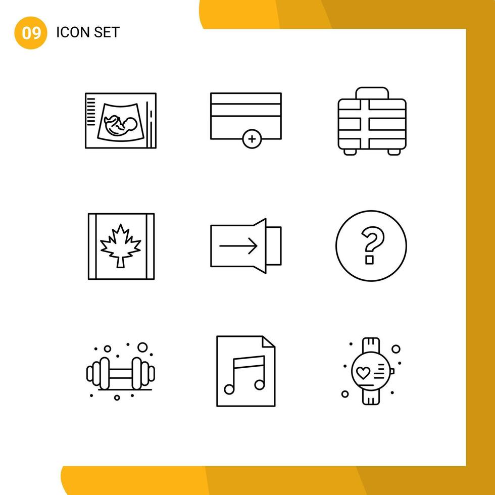 Pictogram Set of 9 Simple Outlines of slide leaf no flag travel Editable Vector Design Elements