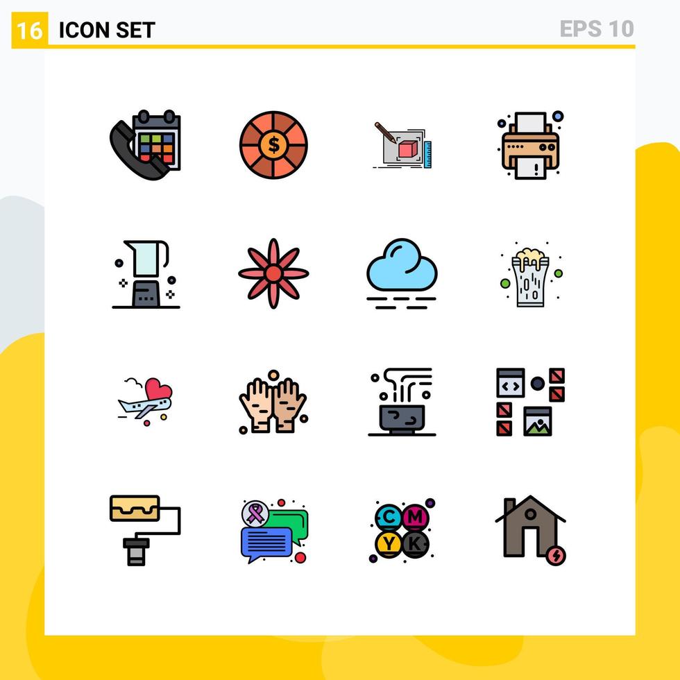 16 Creative Icons Modern Signs and Symbols of coffee printer drawing print pencil Editable Creative Vector Design Elements
