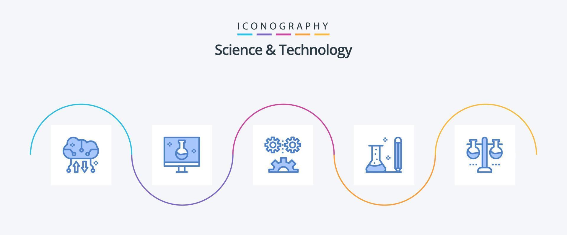 Science And Technology Blue 5 Icon Pack Including knowledge. education. echography. technology. engineering science vector