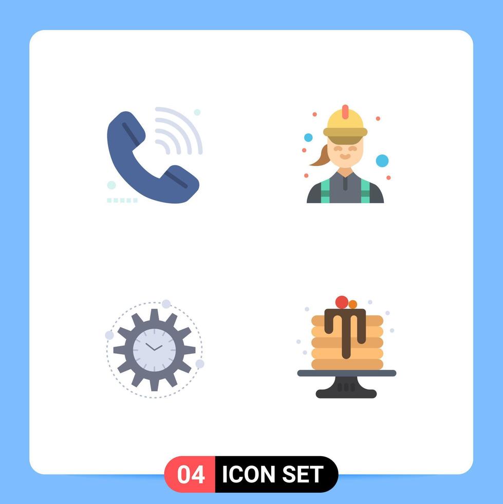 Pack of 4 Modern Flat Icons Signs and Symbols for Web Print Media such as call technician signal electrician management Editable Vector Design Elements