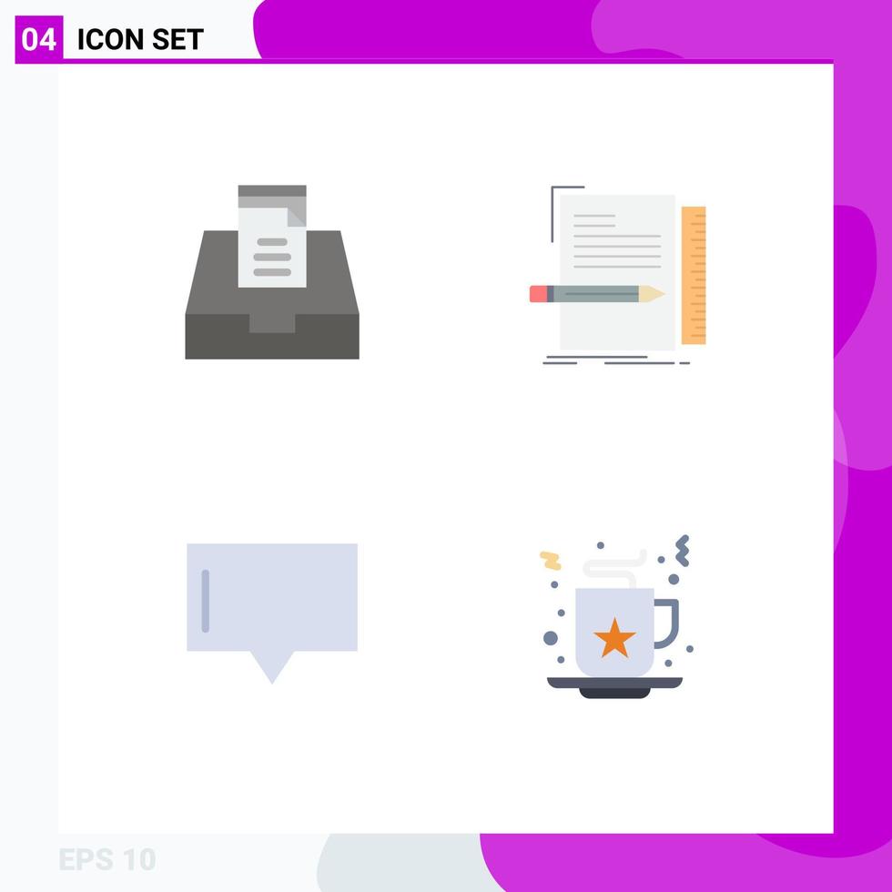 4 Universal Flat Icons Set for Web and Mobile Applications inbox message code programming celebration Editable Vector Design Elements