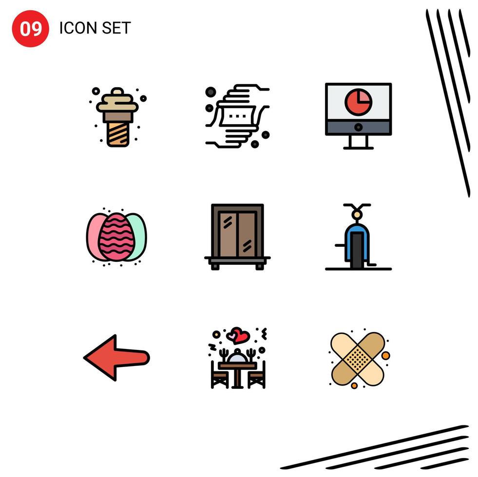 User Interface Pack of 9 Basic Filledline Flat Colors of nature easter shot egg money Editable Vector Design Elements