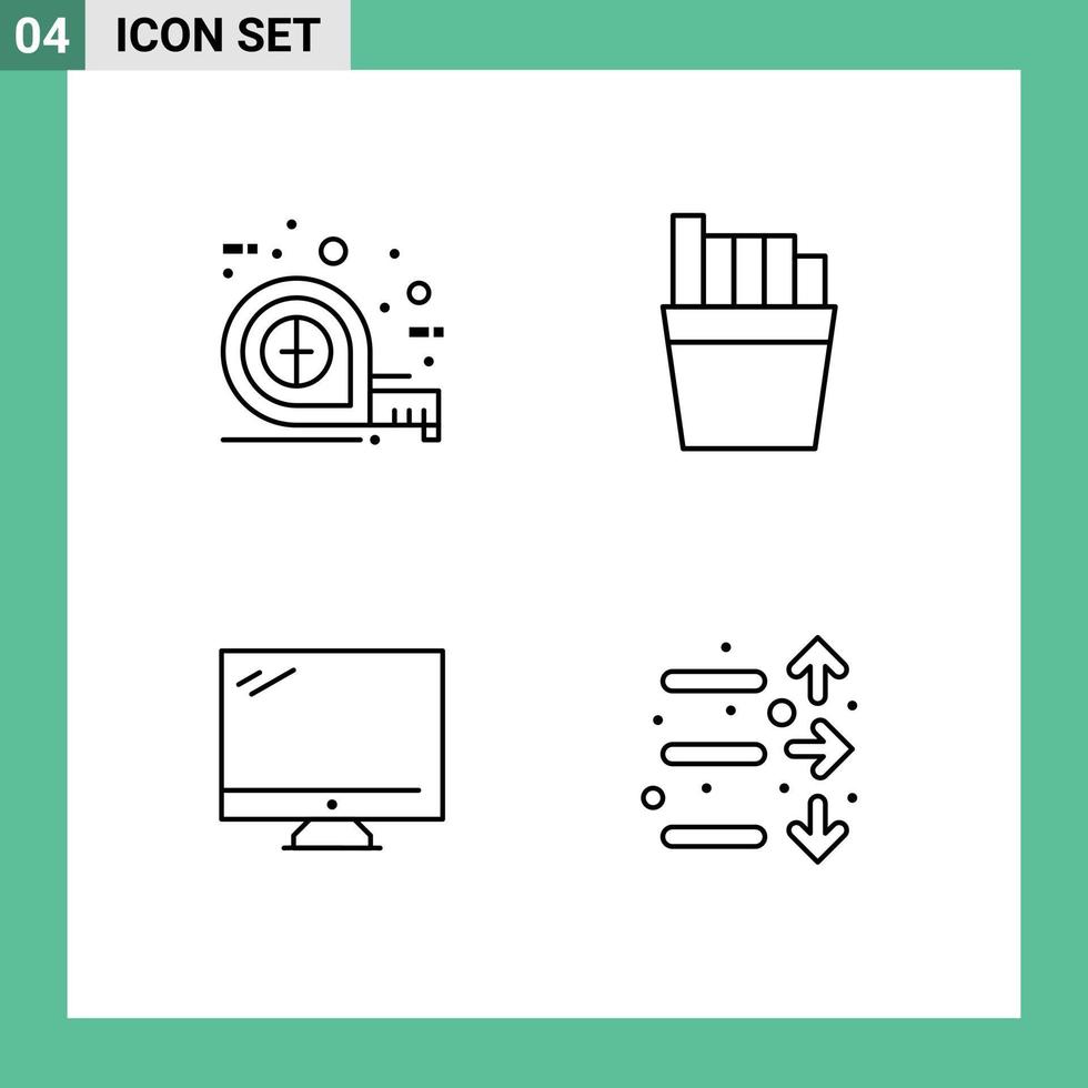 User Interface Pack of 4 Basic Filledline Flat Colors of measuring imac scale computer down Editable Vector Design Elements