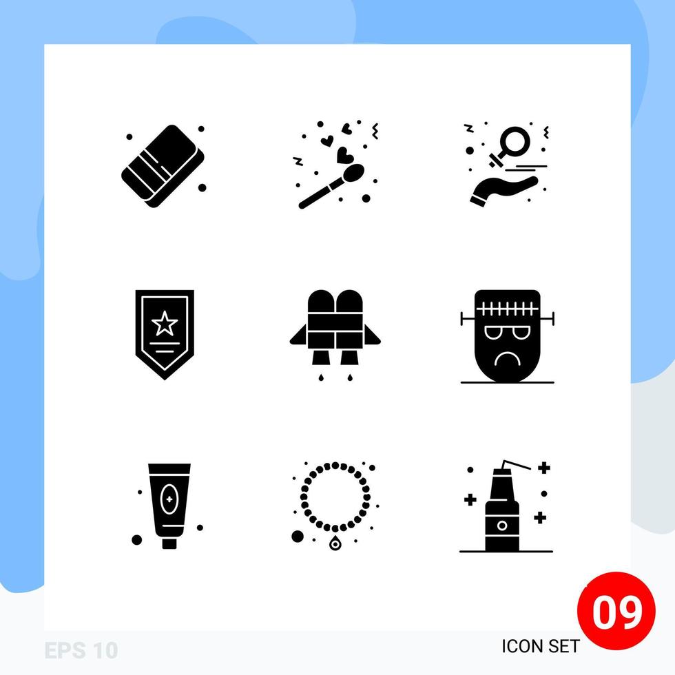 Set of 9 Modern UI Icons Symbols Signs for jet star charity prize women Editable Vector Design Elements