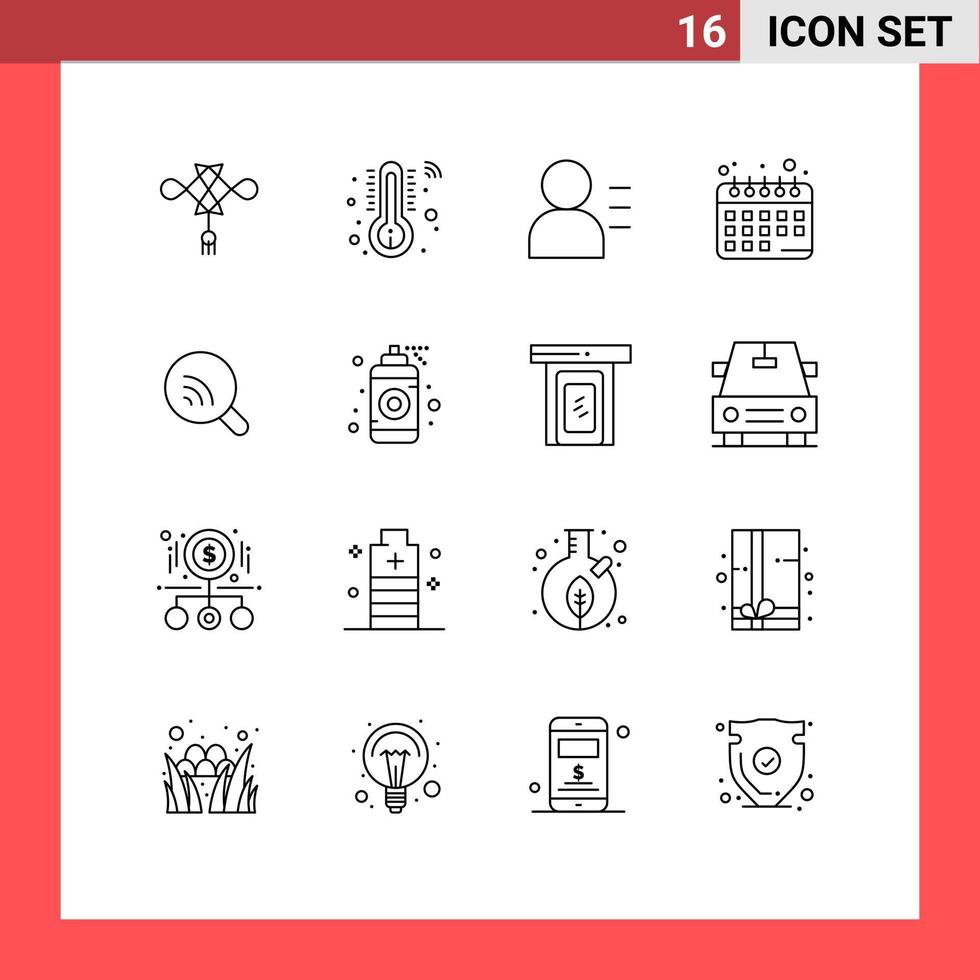 16 Thematic Vector Outlines and Editable Symbols of designer wifi person research plans Editable Vector Design Elements