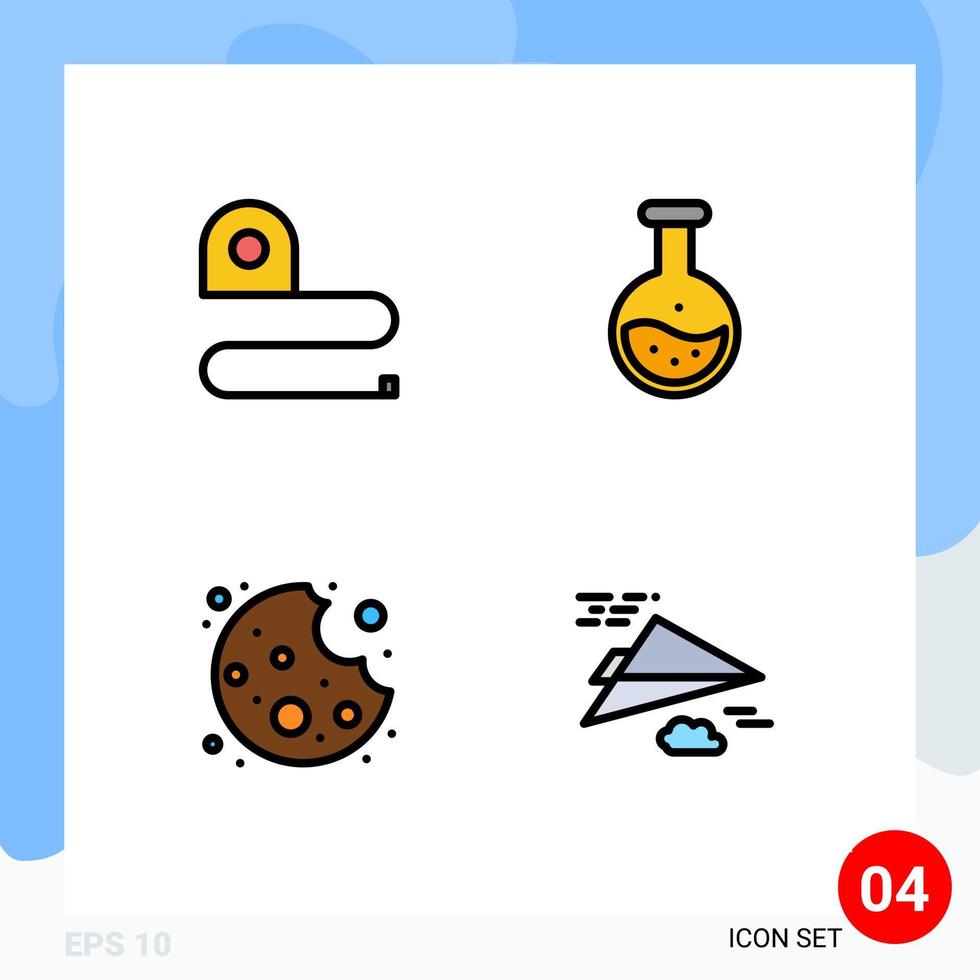 4 Creative Icons Modern Signs and Symbols of construction bite tape science food Editable Vector Design Elements