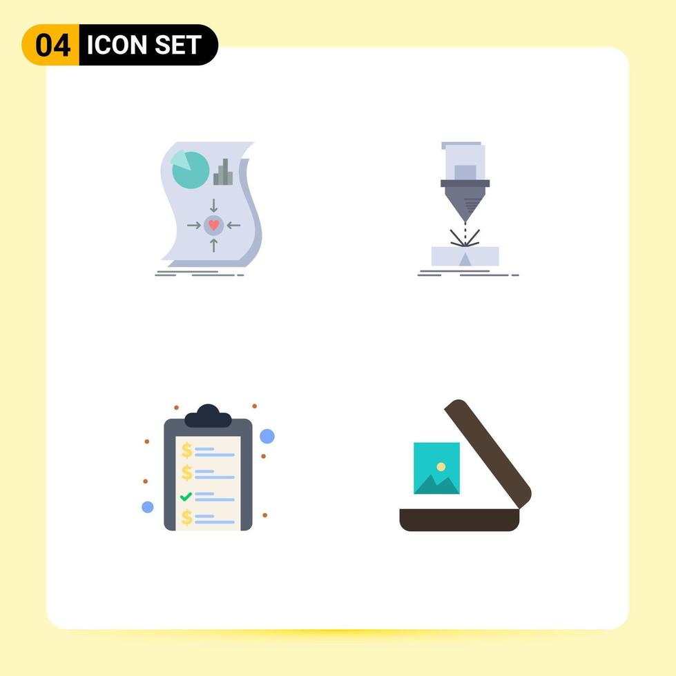 Universal Icon Symbols Group of 4 Modern Flat Icons of estimation steel response engineering clipboard Editable Vector Design Elements