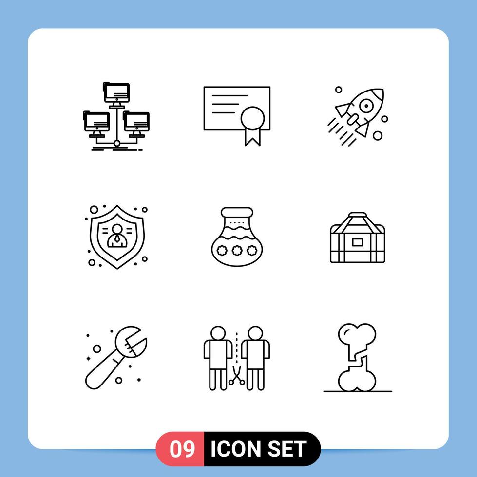 Set of 9 Modern UI Icons Symbols Signs for pot protect launch people project Editable Vector Design Elements