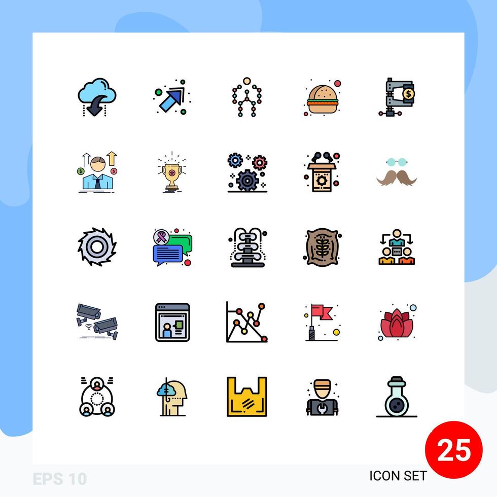 paquete de iconos de vector de stock de 25 signos y símbolos de línea para elementos de diseño de vector editables de movimiento de comida rápida de acción de hamburguesa de negocios