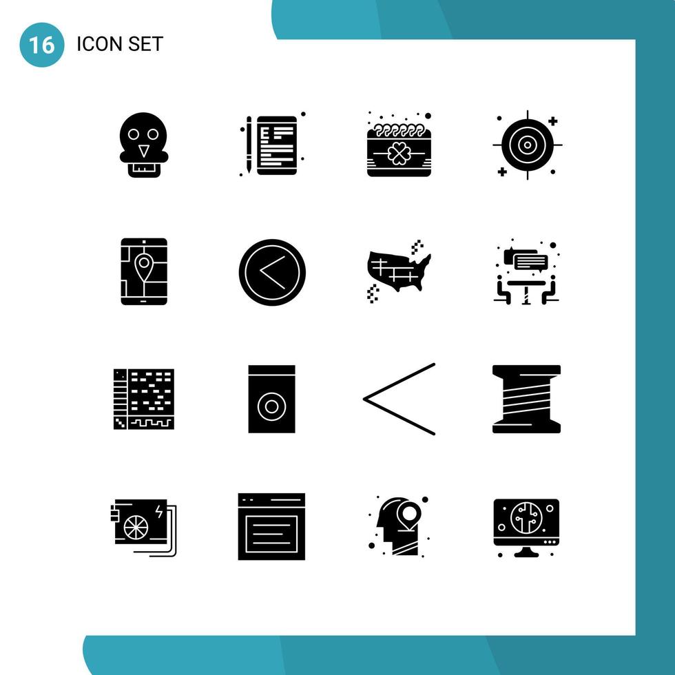 Set of 16 Modern UI Icons Symbols Signs for target business education saint event Editable Vector Design Elements