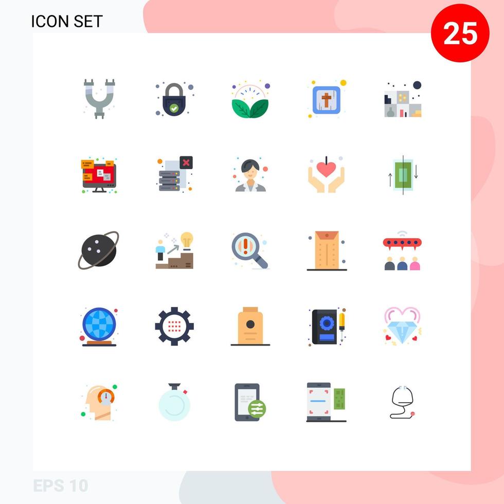 25 Universal Flat Colors Set for Web and Mobile Applications living religious security cross relax Editable Vector Design Elements