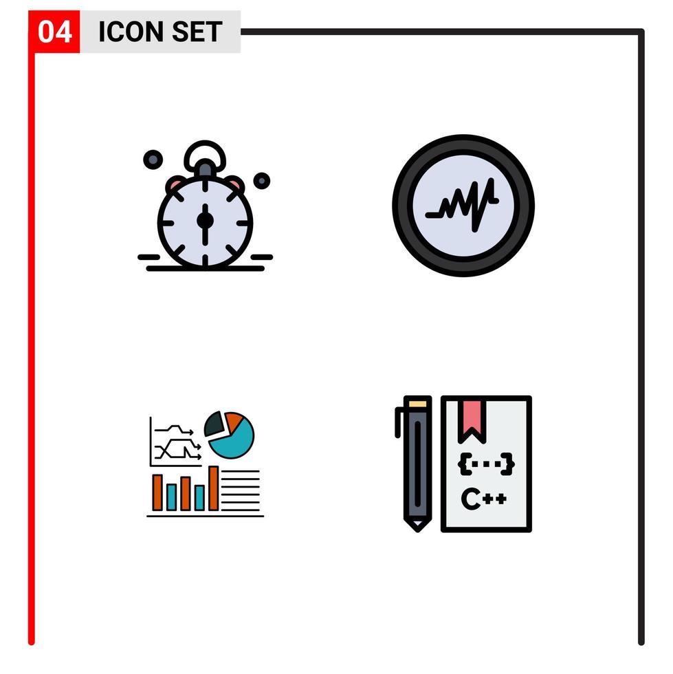 4 Creative Icons Modern Signs and Symbols of alarm flowchat bell pulse c Editable Vector Design Elements