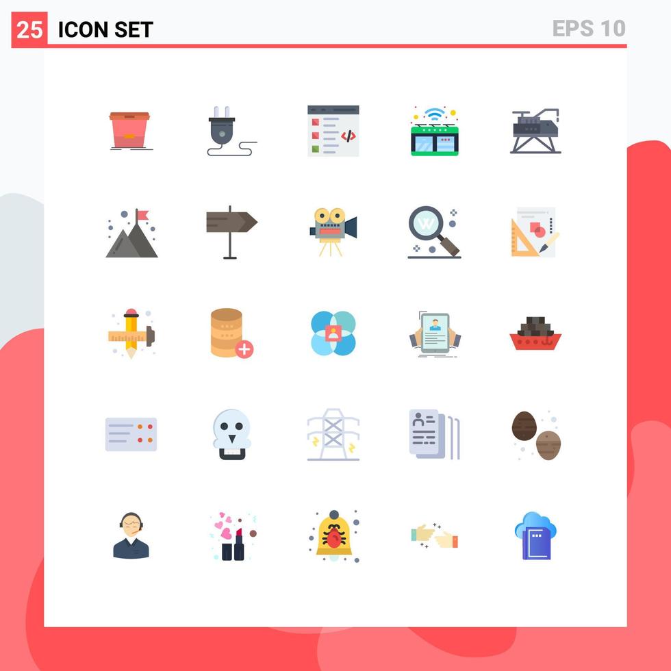 Pack of 25 Modern Flat Colors Signs and Symbols for Web Print Media such as stove smart check oven list Editable Vector Design Elements