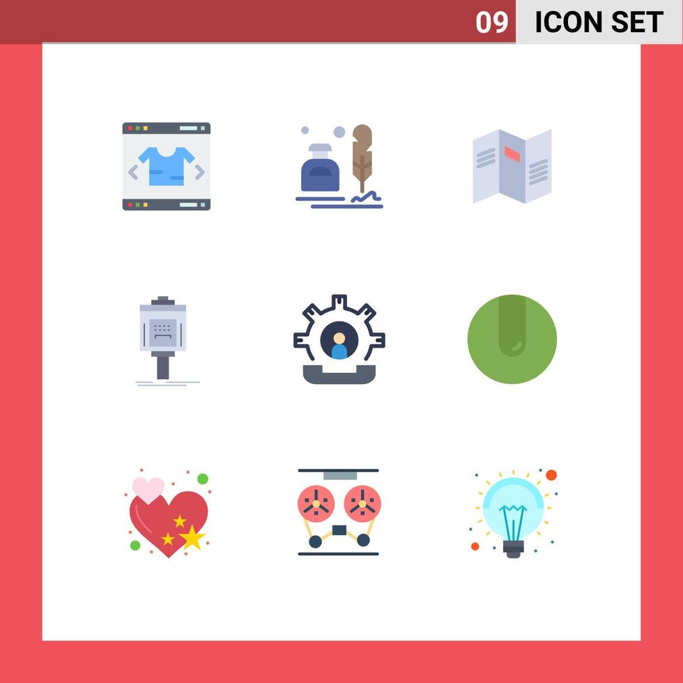 Modern Set of 9 Flat Colors Pictograph of valley service office parking paper Editable Vector Design Elements