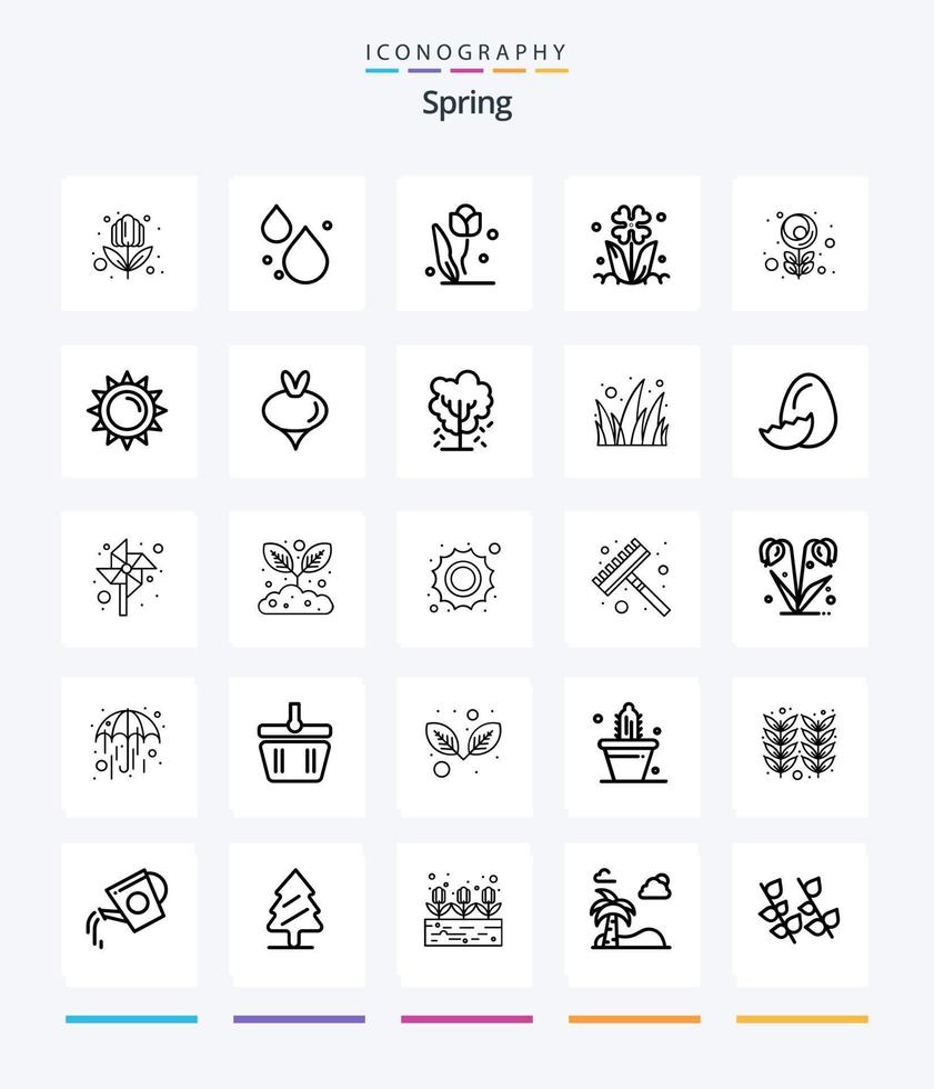 Creative Spring 25 OutLine icon pack  Such As spring. brightness. flower. sun. macro vector