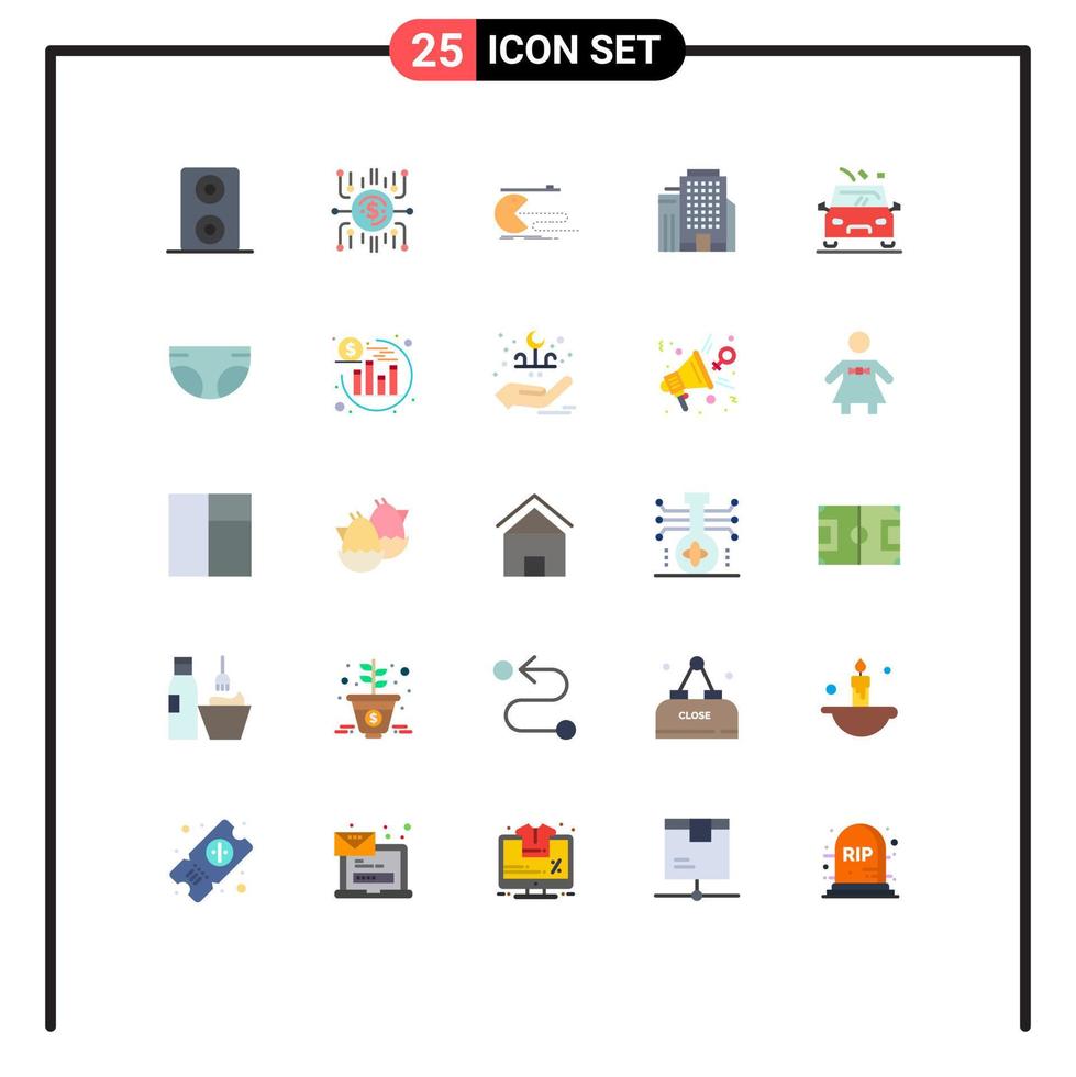 conjunto de 25 iconos modernos de la interfaz de usuario símbolos signos para el juego de peligro en la carretera construcción de automóviles elementos de diseño vectorial editables vector