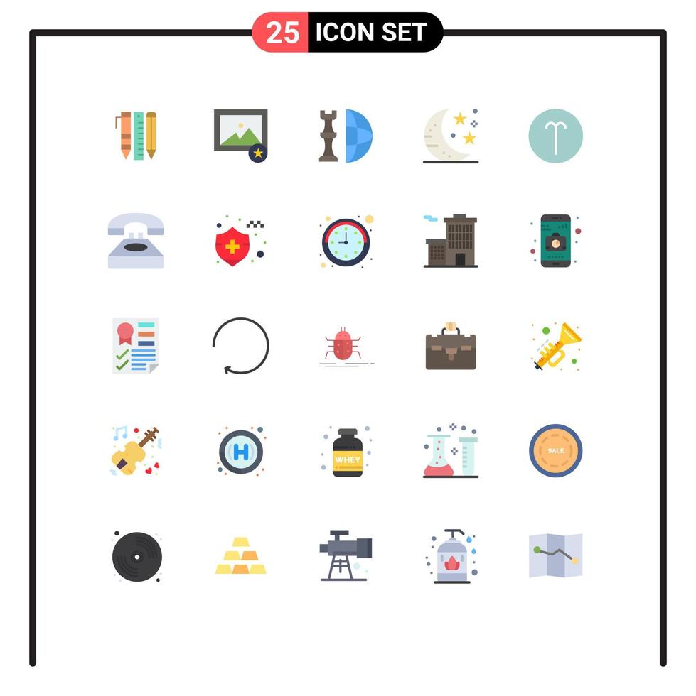 Set of 25 Modern UI Icons Symbols Signs for aries night chess drink plan Editable Vector Design Elements