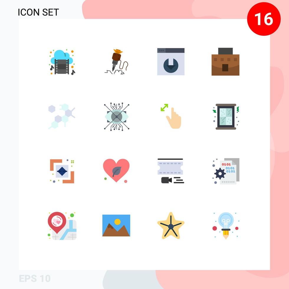 16 Flat Color concept for Websites Mobile and Apps molecule office tool business user Editable Pack of Creative Vector Design Elements