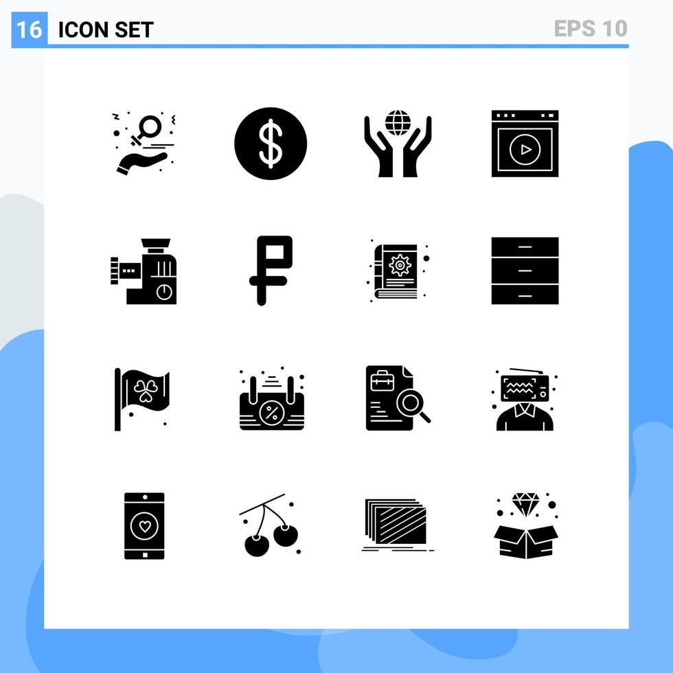 16 iconos creativos signos y símbolos modernos del sitio web de la cocina care web ui elementos de diseño vectorial editables vector