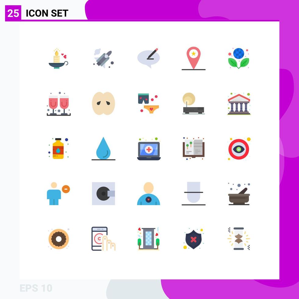 Set of 25 Commercial Flat Colors pack for ecology soldier message placeholder army Editable Vector Design Elements