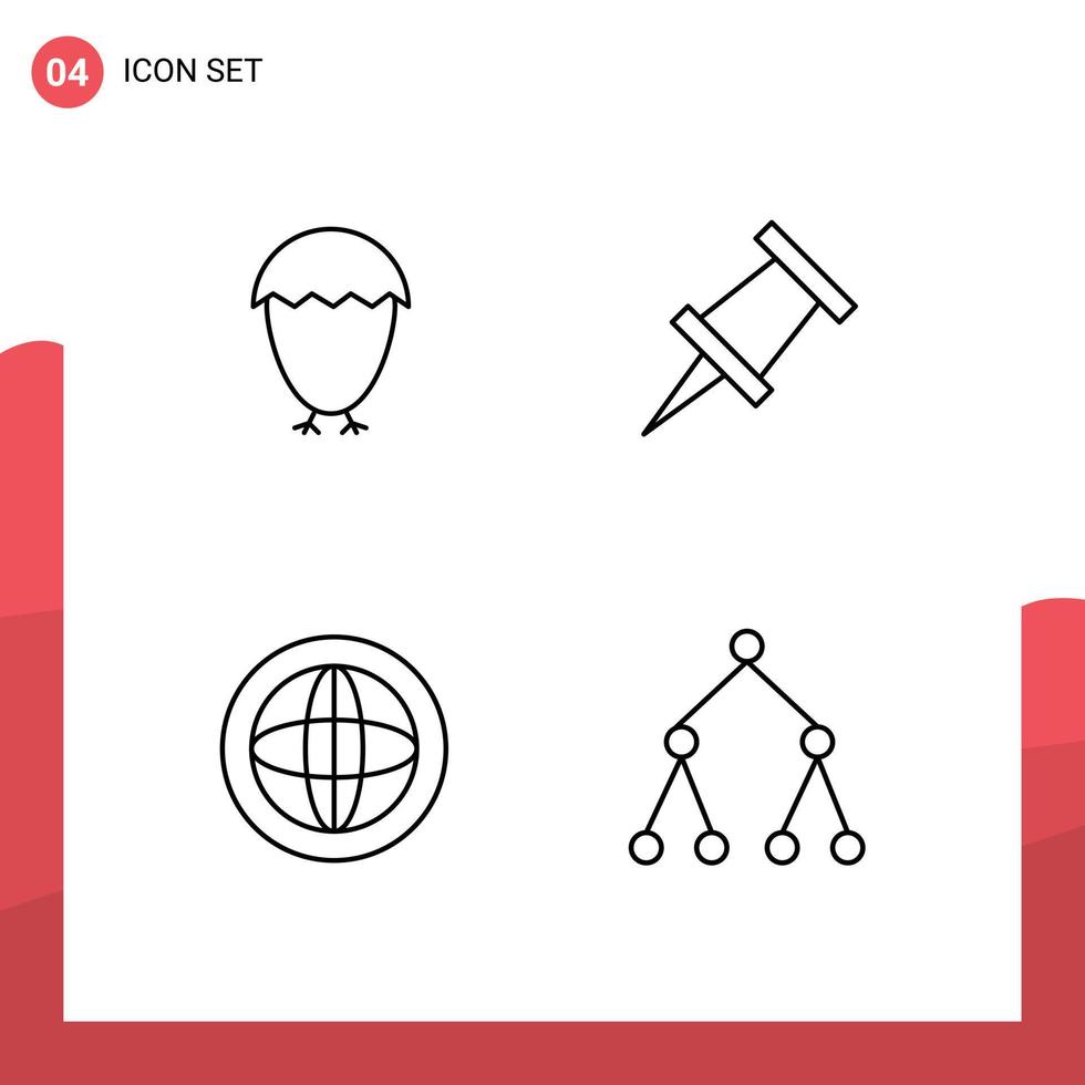 Stock Vector Icon Pack of 4 Line Signs and Symbols for bird help food center link Editable Vector Design Elements