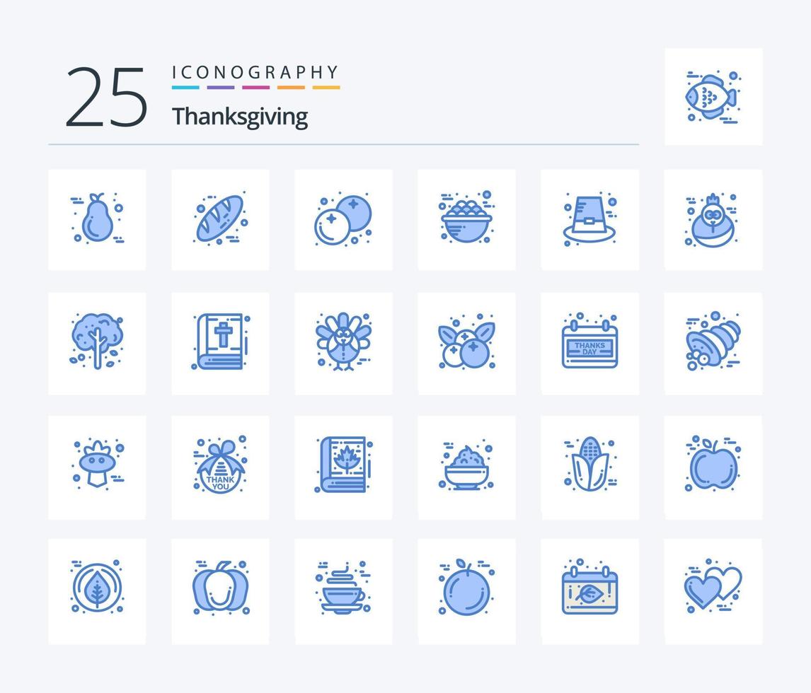 Thanksgiving 25 Blue Color icon pack including food. porridge. thanks day. food. thanksgiving vector
