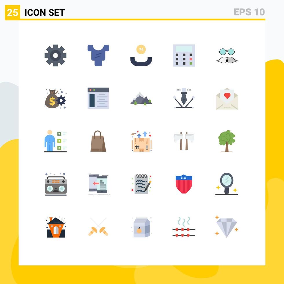 Set of 25 Modern UI Icons Symbols Signs for men movember call hipster math Editable Vector Design Elements