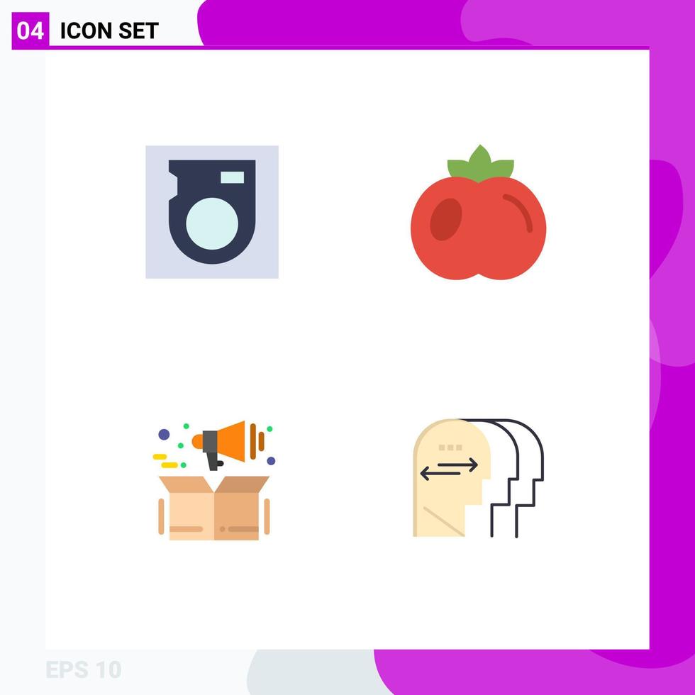 4 Universal Flat Icon Signs Symbols of disk box food management charactore Editable Vector Design Elements