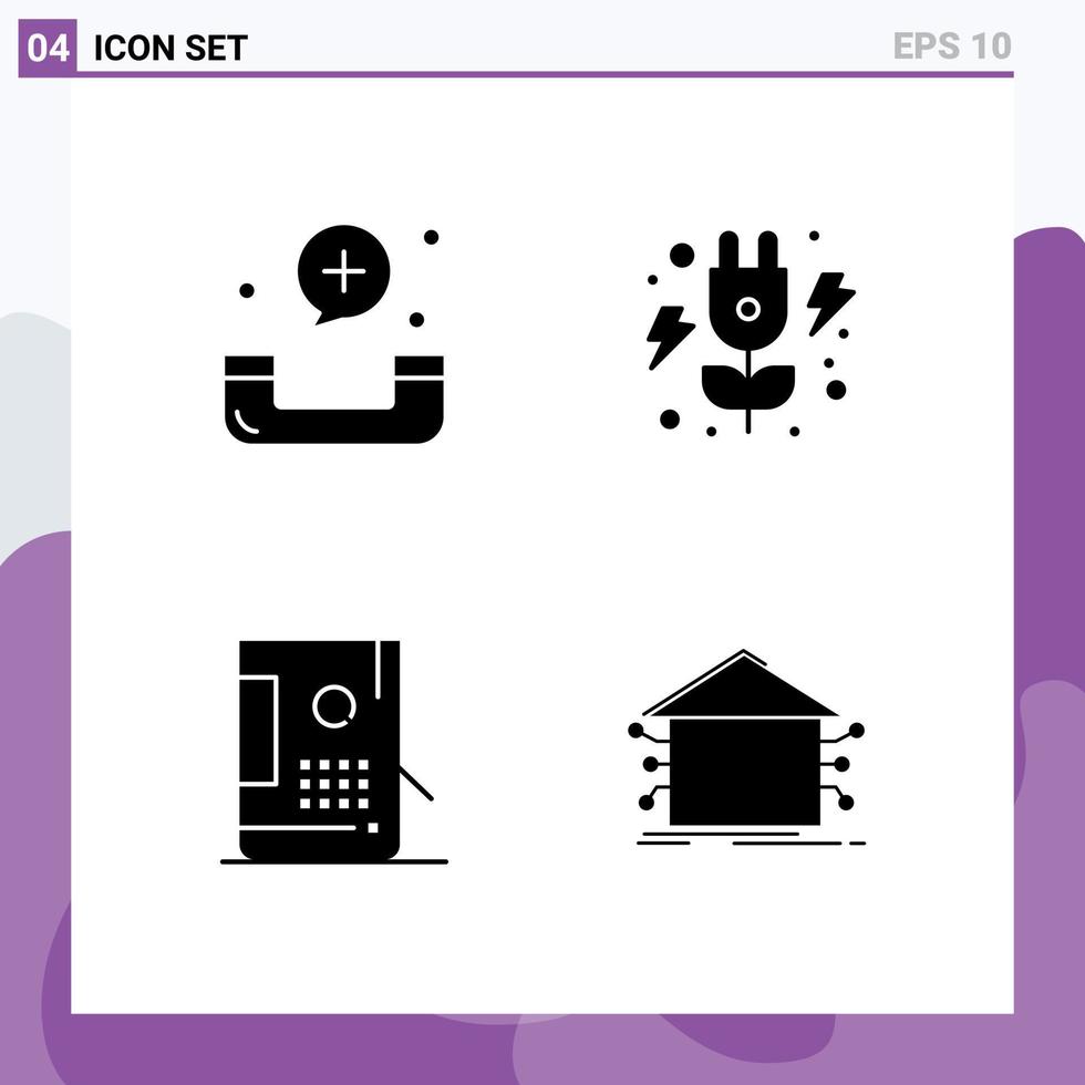 Solid Glyph Pack of 4 Universal Symbols of call coding fitness green development Editable Vector Design Elements