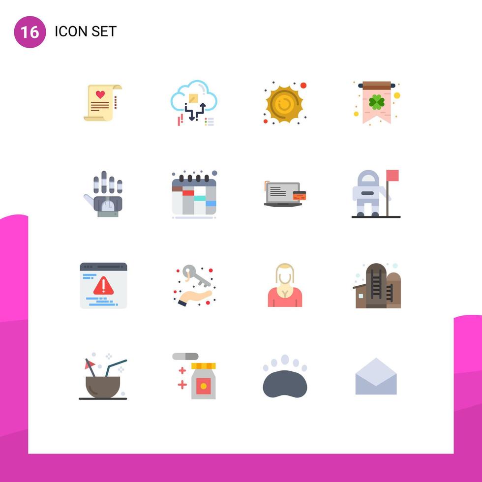 conjunto de 16 iconos modernos de la interfaz de usuario signos de símbolos para rastrear el planeta de la tarjeta de flecha de trébol paquete editable de elementos de diseño de vectores creativos