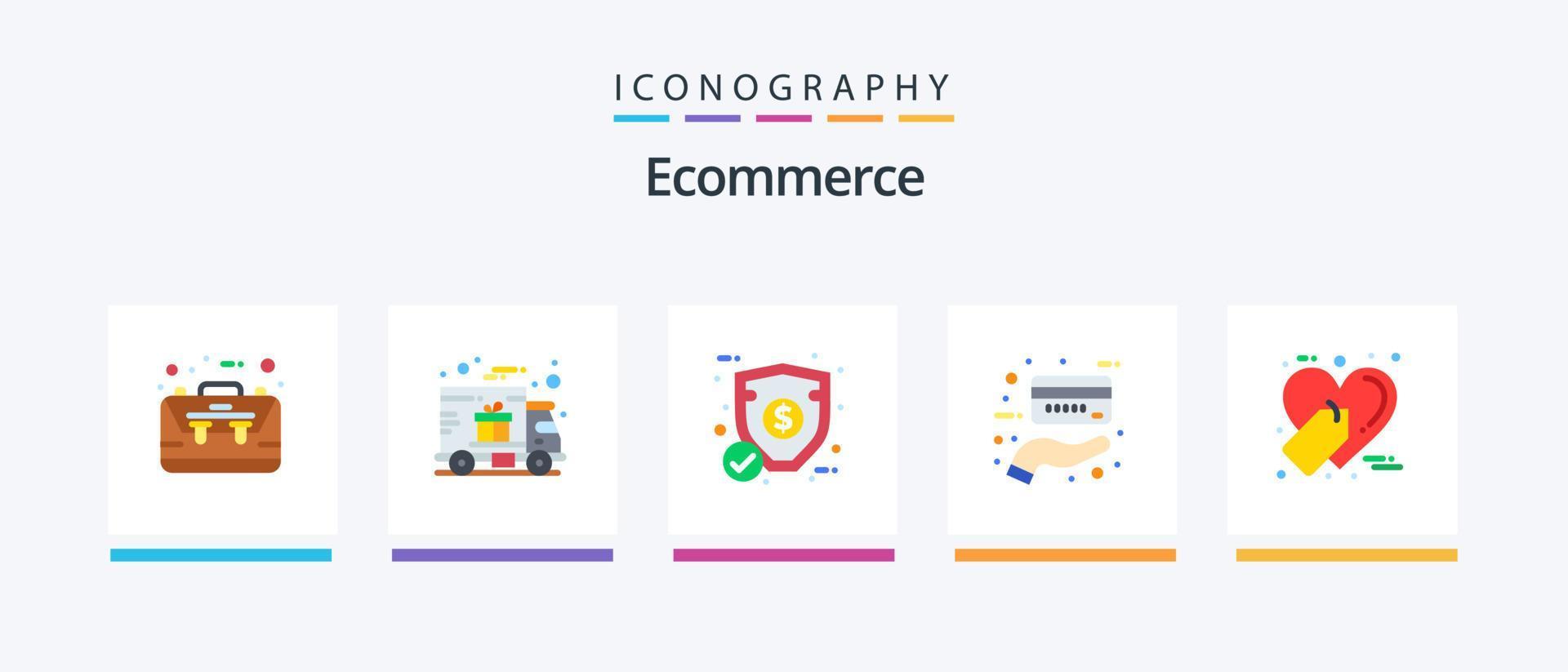 Ecommerce Flat 5 Icon Pack Including favorite. payment. truck. credit. security. Creative Icons Design vector