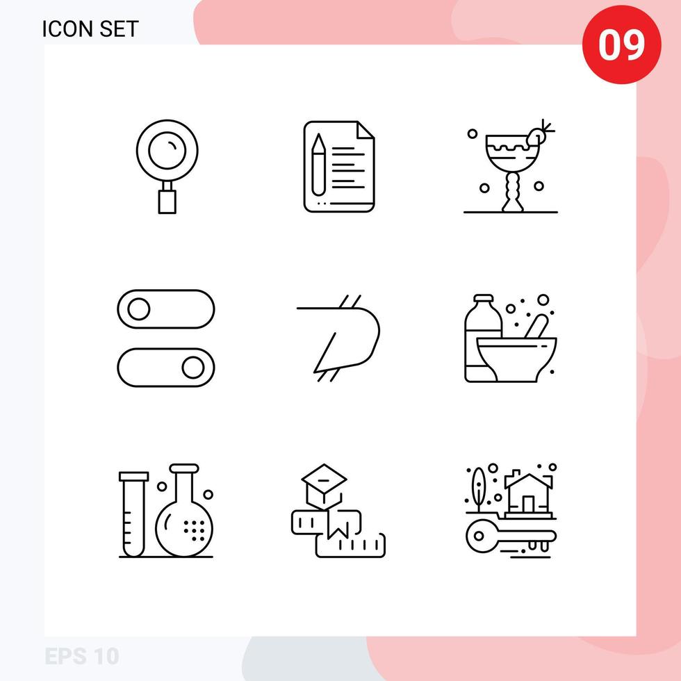 Set of 9 Modern UI Icons Symbols Signs for crypto digibyte cocktail toggle control Editable Vector Design Elements