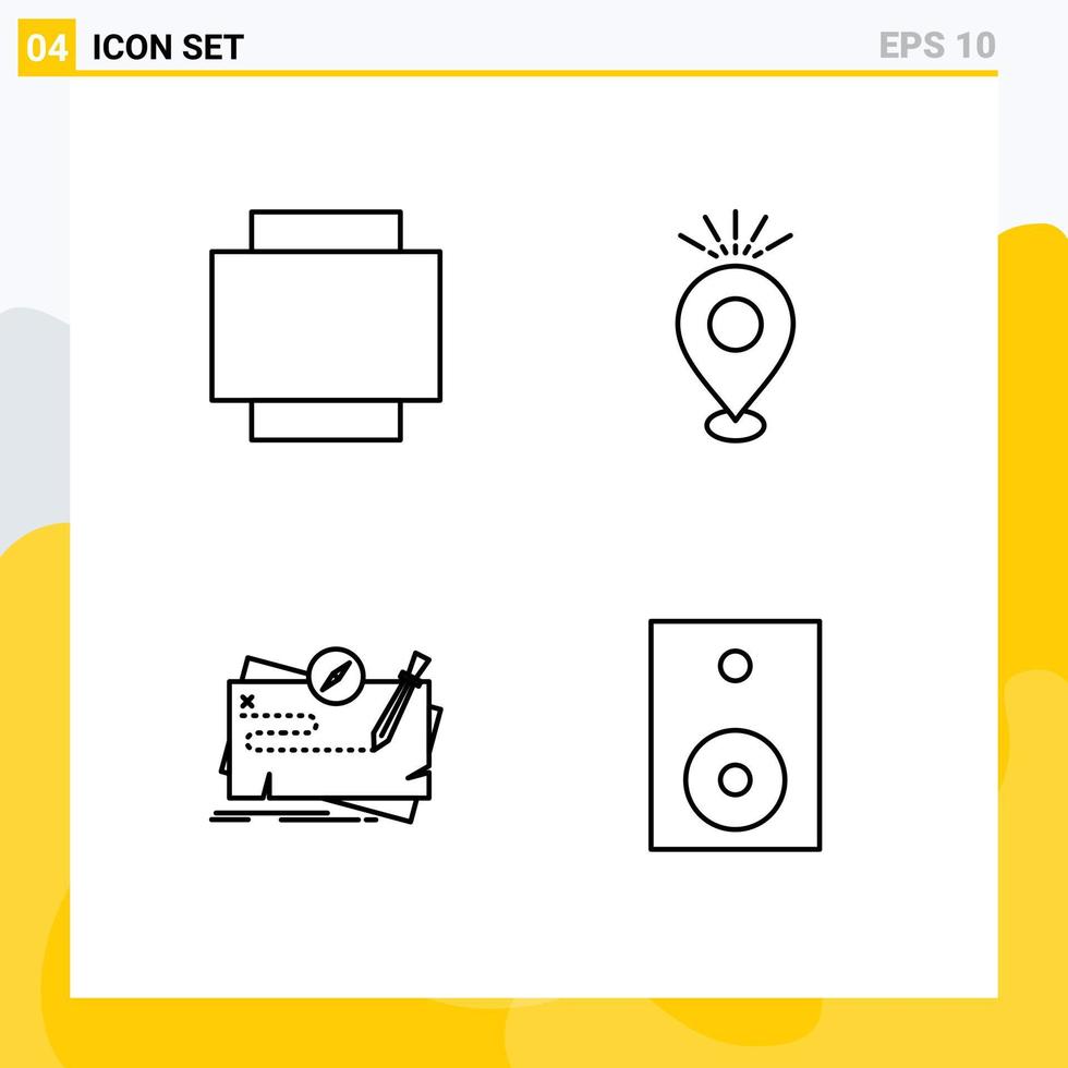 Group of 4 Modern Filledline Flat Colors Set for layout mission pin map role Editable Vector Design Elements