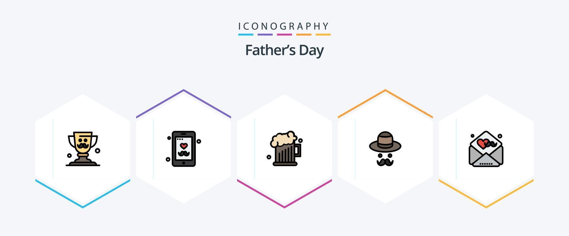 paquete de iconos de línea de relleno del día del padre 25 que incluye padres. padres cerveza. día. avatar vector