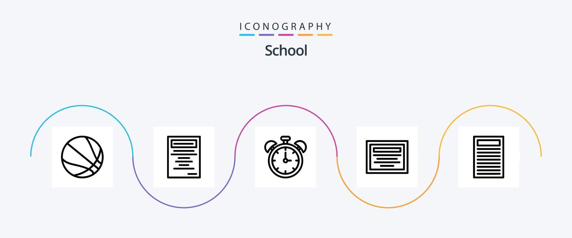 School Line 5 Icon Pack Including . red. education. education. note vector