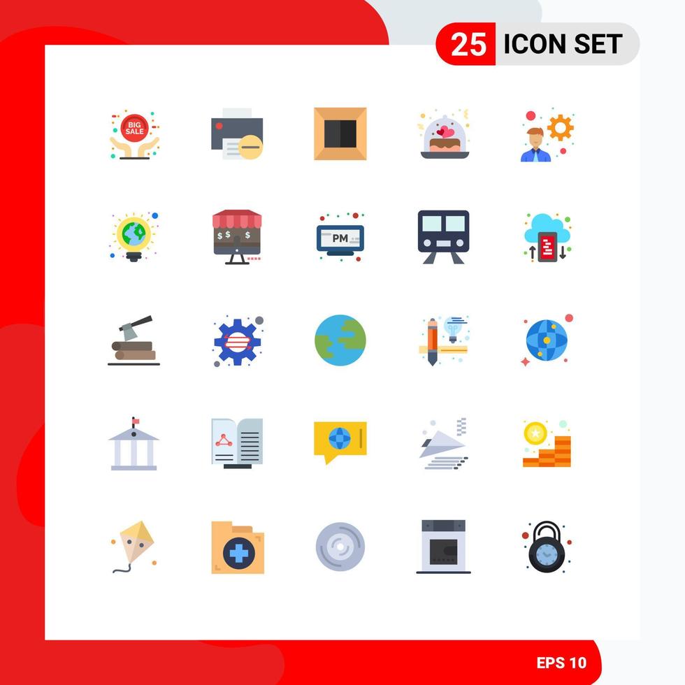 conjunto de 25 iconos de interfaz de usuario modernos símbolos signos para desarrollo impresora de regalo pastel de bodas elementos de diseño vectorial editables vector