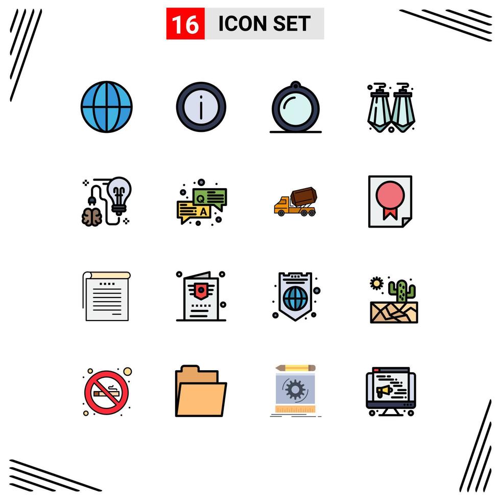 Mobile Interface Flat Color Filled Line Set of 16 Pictograms of brainstorming brain decor jewel earrings Editable Creative Vector Design Elements