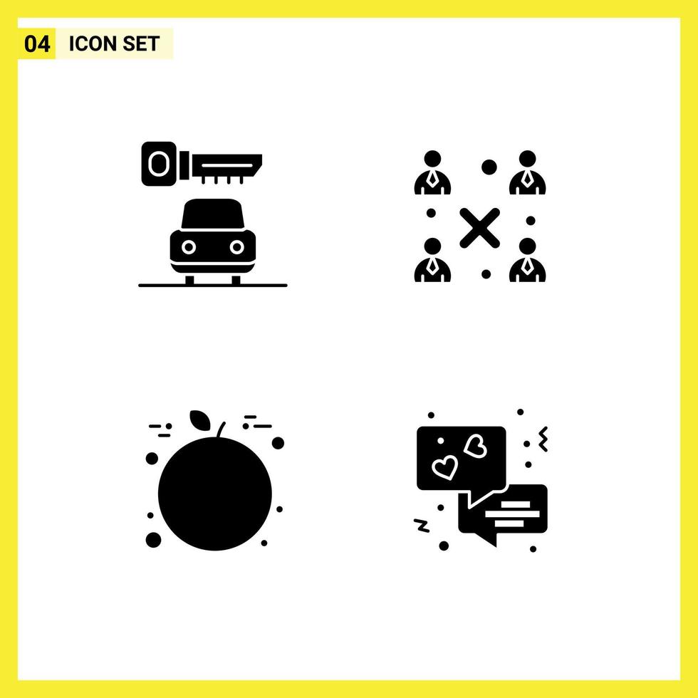 Set of 4 Commercial Solid Glyphs pack for car thanksgiving business workgroup communication Editable Vector Design Elements