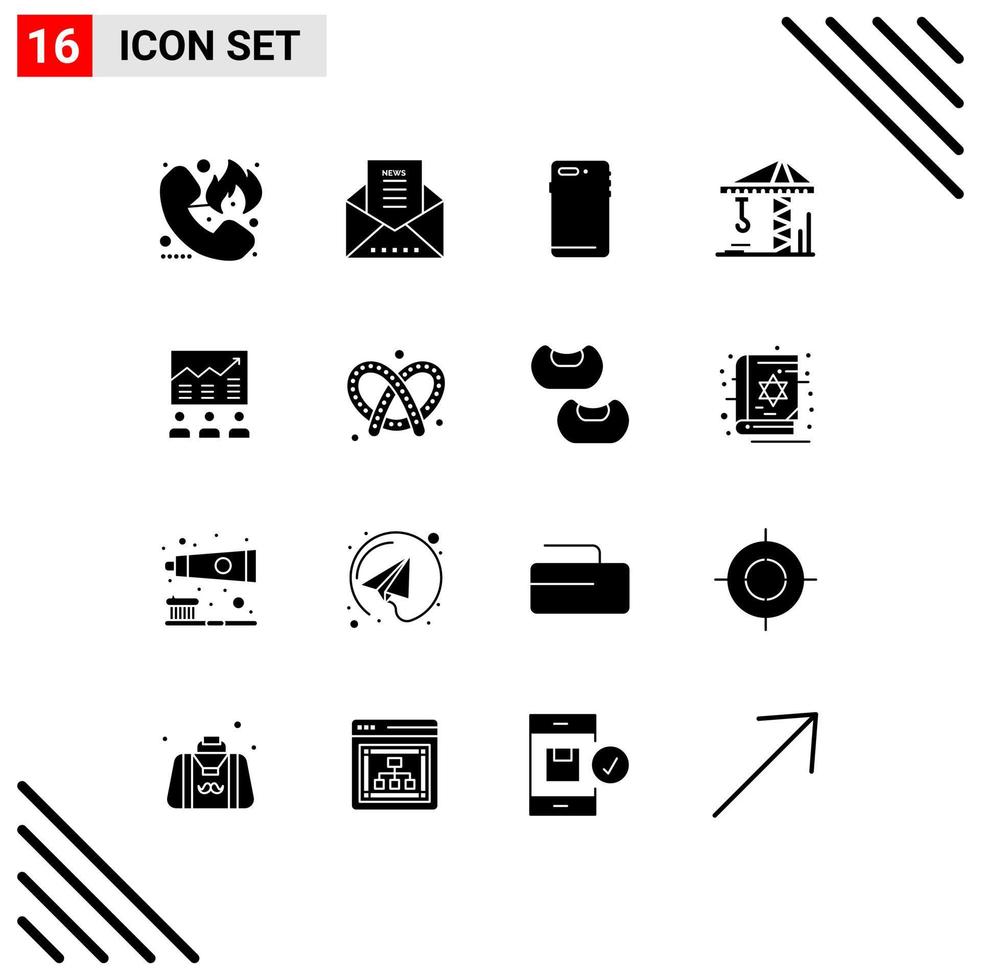 Set of 16 Modern UI Icons Symbols Signs for team architecture newsletter crain back Editable Vector Design Elements