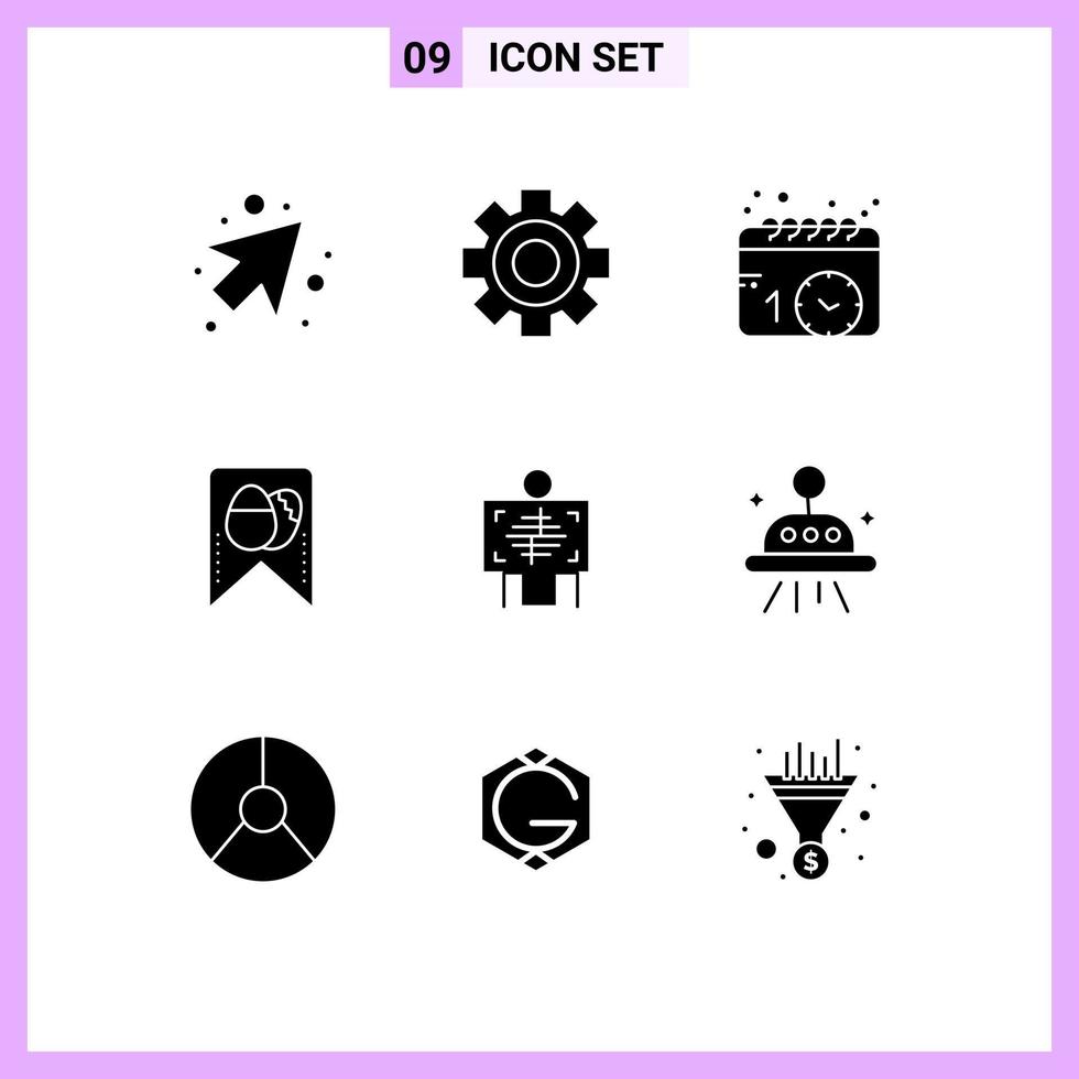 Stock Vector Icon Pack of 9 Line Signs and Symbols for radiology patient events xray easter Editable Vector Design Elements
