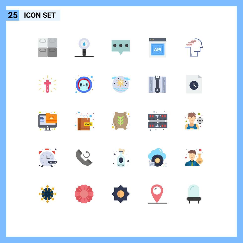 Group of 25 Flat Colors Signs and Symbols for poll ballot bubble software api concept Editable Vector Design Elements
