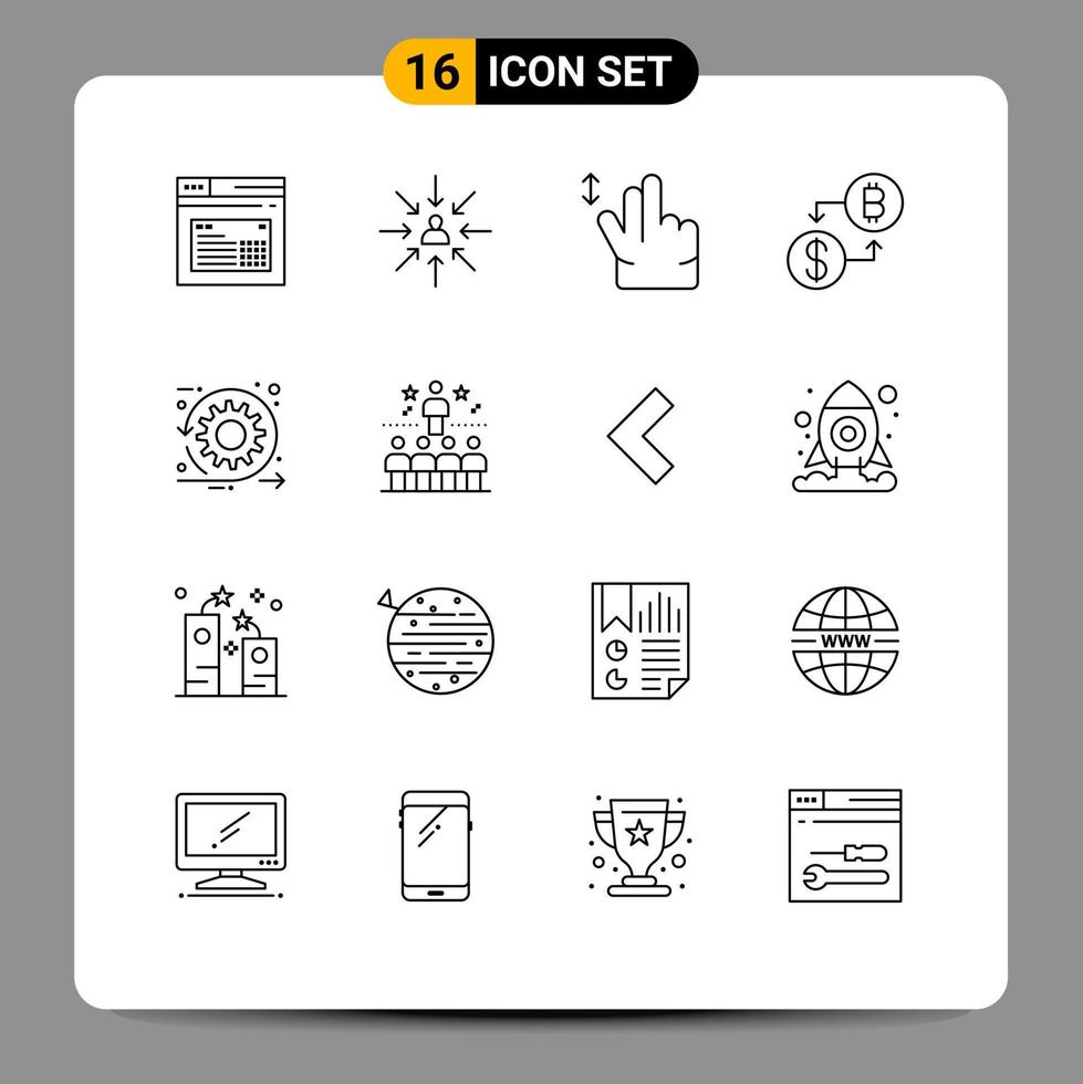 Outline Pack of 16 Universal Symbols of agile money focus digital swipe Editable Vector Design Elements