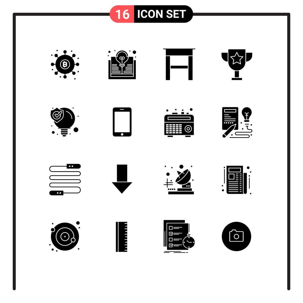 16 Solid Glyph concept for Websites Mobile and Apps seo solution idea idea trophy award Editable Vector Design Elements