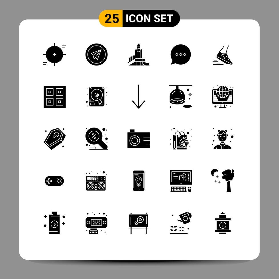 25 User Interface Solid Glyph Pack of modern Signs and Symbols of comment bubble paper political nuclear Editable Vector Design Elements