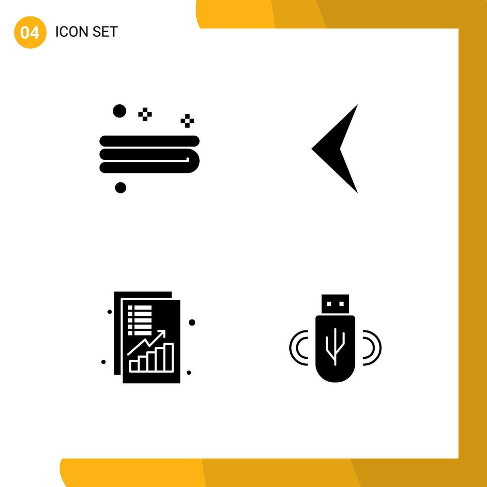 Modern Set of 4 Solid Glyphs and symbols such as clean money arrow analysis usb Editable Vector Design Elements