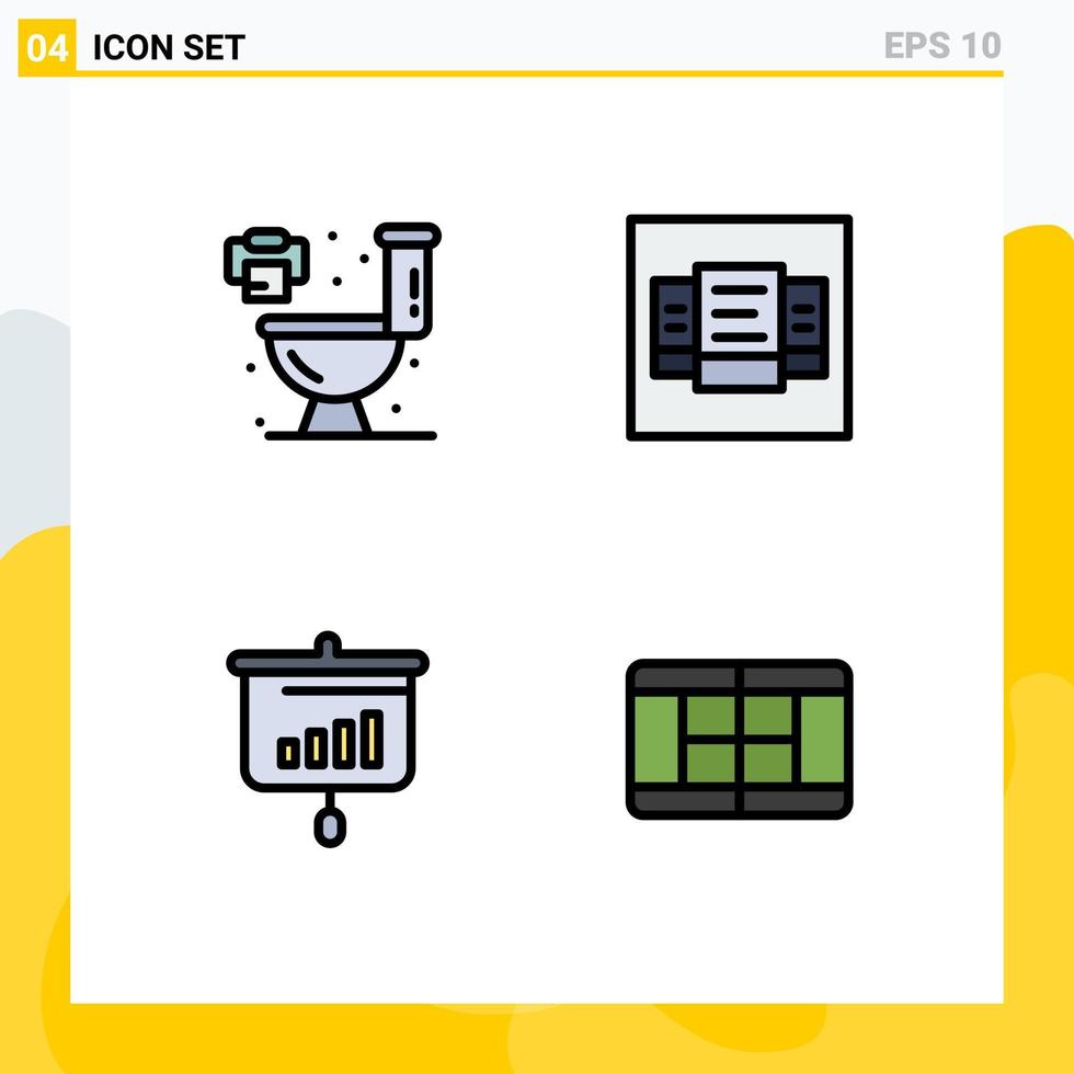 4 Universal Filledline Flat Colors Set for Web and Mobile Applications home information layout chart court Editable Vector Design Elements