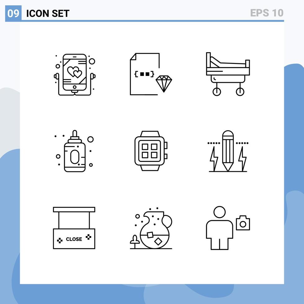 Stock Vector Icon Pack of 9 Line Signs and Symbols for smart electronic file feeder baby Editable Vector Design Elements