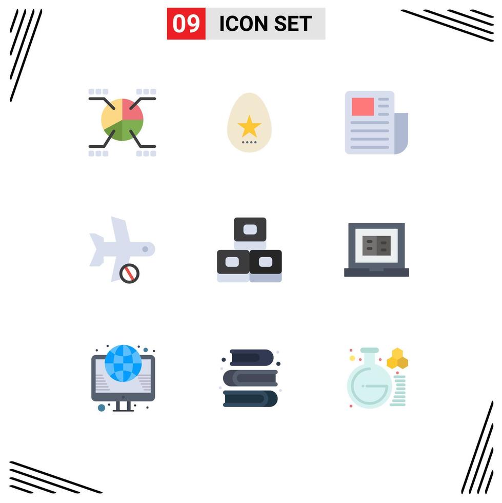 Set of 9 Modern UI Icons Symbols Signs for food transport document plane cancel Editable Vector Design Elements