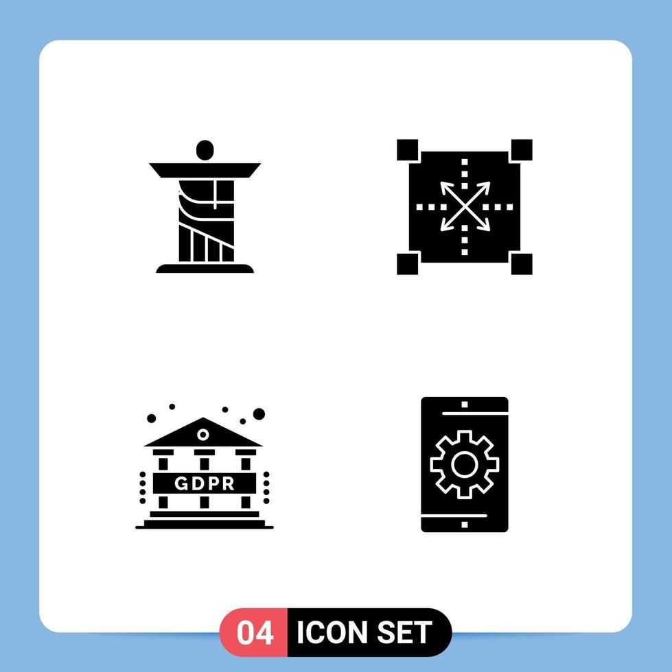 4 Thematic Vector Solid Glyphs and Editable Symbols of jesus data landmark development regulation Editable Vector Design Elements